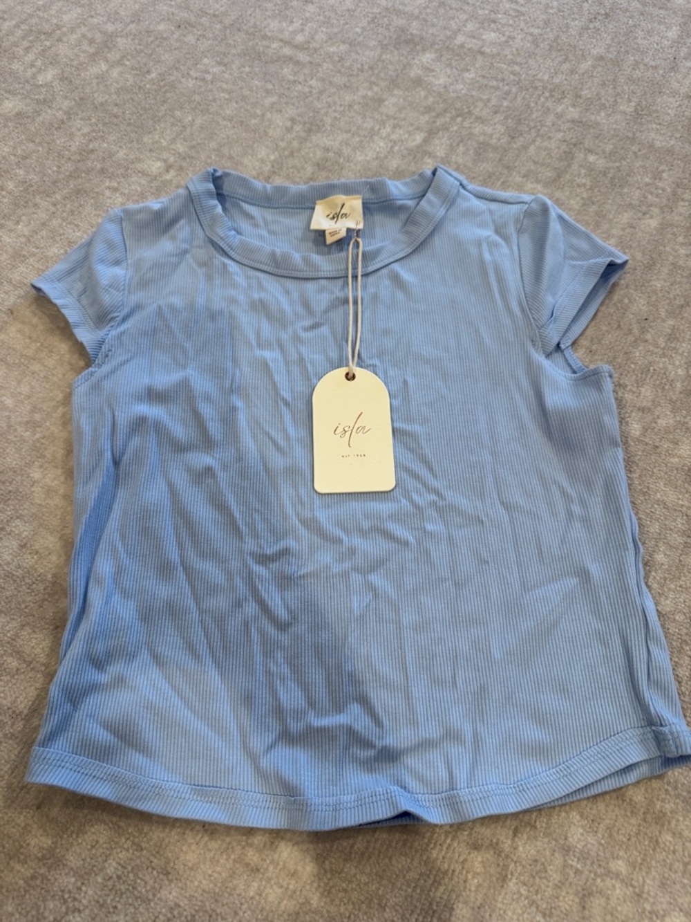 Light Blue Ribbed Short Sleeve Tee